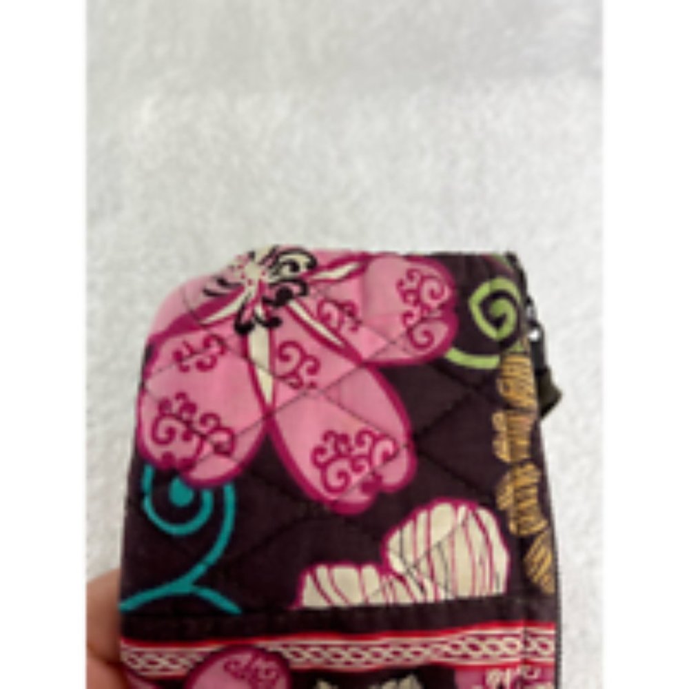 Vera Bradley Womens Clutch Handbag Black Pink Floral Quilted Full Zipper S - Picture 10 of 10